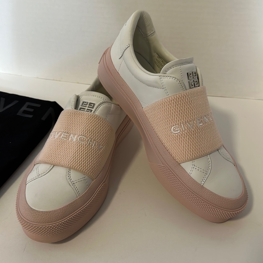 Givenchy Women City Sneakers White/Pink 100% calf leather -Size 36
